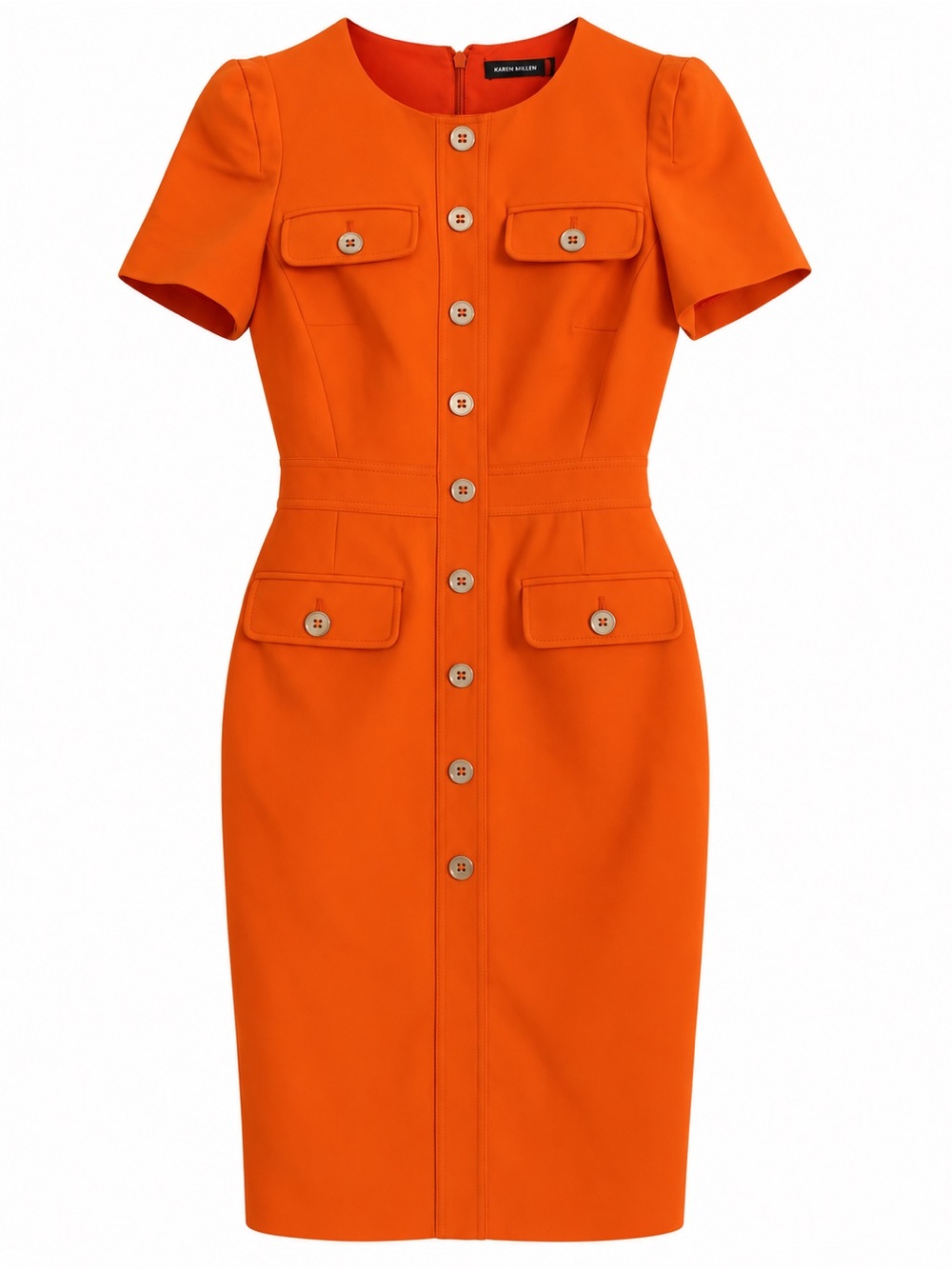 Karen Millen Orange Button-Front Sheath Dress